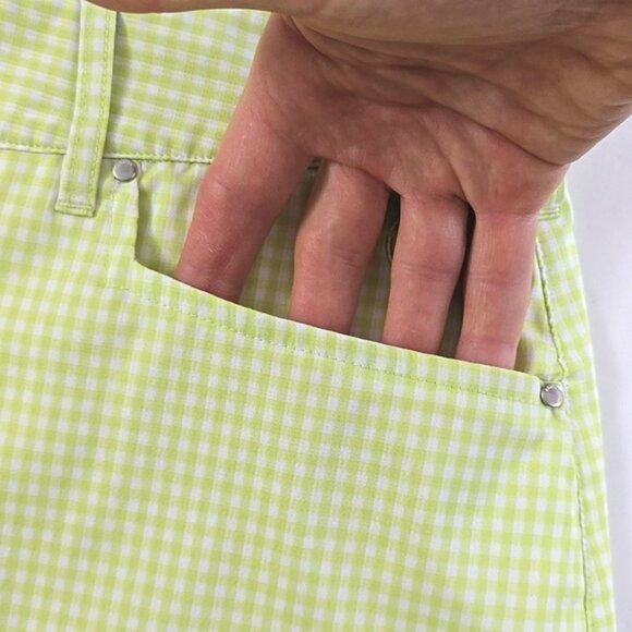 Abacus Women's Skirt Skort Lime Green White Micro Plaid Stretch Size 42/12 Reg - Picture 4 of 16